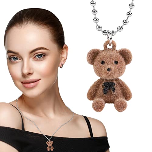 Lyricalist Teddybär-Halskette – Halskette mit Bären-Anhänger, Halskette mit Teddybär-Anhänger, elegant | Teddybär Schmuck, Weihnachtsgeschenke für Frauen, Jugendliche von Lyricalist
