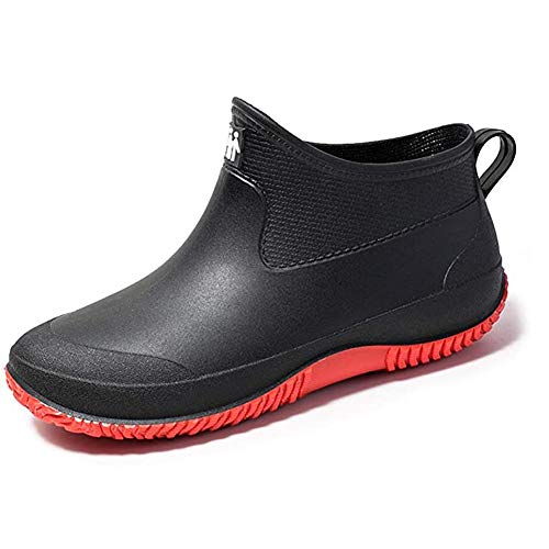 Lyuu Gartenschuhe Unisex Gummistiefel Regenstiefel Wasserdicht Leicht Outdoor Spaziergang Kurz Stiefeletten Herren oder Damen (C-Rot, numeric_42) von Lyuu