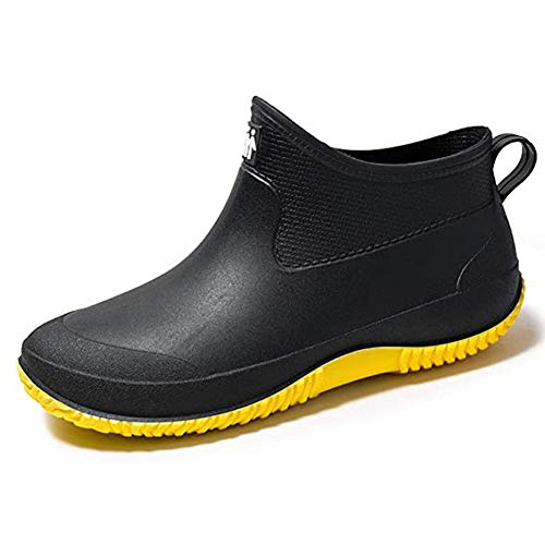 Lyuu Gartenschuhe Unisex Gummistiefel Regenstiefel Wasserdicht Leicht Outdoor Spaziergang Kurz Stiefeletten Herren oder Damen (D-Gelb, numeric_37) von Lyuu