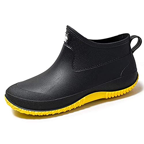 Lyuu Gartenschuhe Unisex Gummistiefel Regenstiefel Wasserdicht Leicht Outdoor Spaziergang Kurz Stiefeletten Herren oder Damen (D-Gelb, numeric_39) von Lyuu