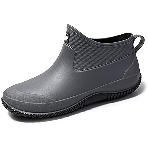 Lyuu Gartenschuhe Unisex Gummistiefel Regenstiefel Wasserdicht Leicht Outdoor Spaziergang Kurz Stiefeletten Herren oder Damen (E-Grau, numeric_40) von Lyuu