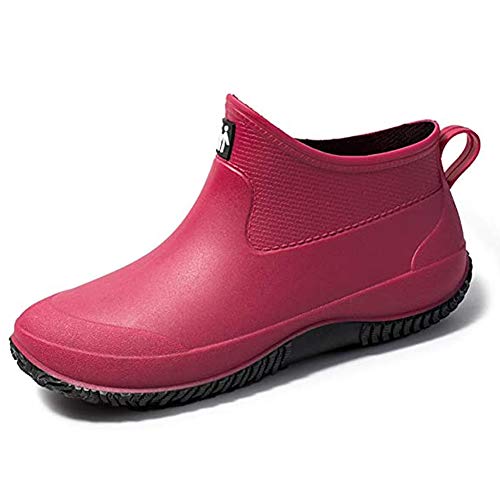 Lyuu Gartenschuhe Unisex Gummistiefel Regenstiefel Wasserdicht Leicht Outdoor Spaziergang Kurz Stiefeletten Herren oder Damen (F-Rosa, numeric_37) von Lyuu