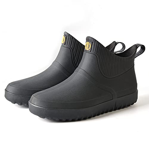 Lyuu Kurze Gummistiefel Regenstiefel Chelsea Boots wasserdichte Schuhe Ankle Stiefel Unisex Wasserdicht Leicht Outdoor Spaziergang Kurz Stiefeletten rutschfeste Gartenschuhe, H Schwarz, 39 EU von Lyuu