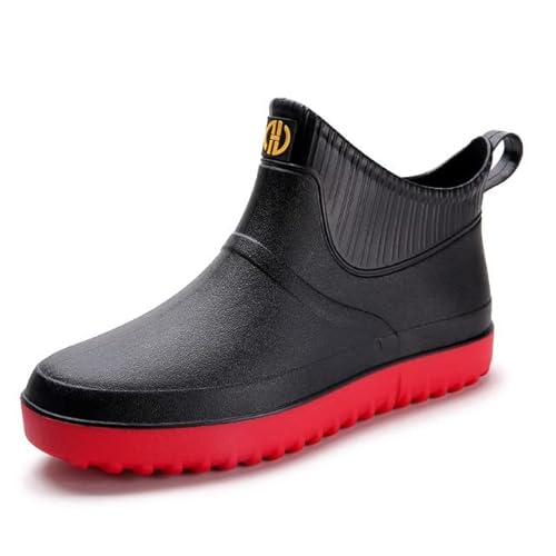 Lyuu Kurze Gummistiefel Regenstiefel Chelsea Boots wasserdichte Schuhe Ankle Stiefel Unisex Wasserdicht Leicht Outdoor Spaziergang Kurz Stiefeletten rutschfeste Gartenschuhe, I Rot, 39 EU von Lyuu