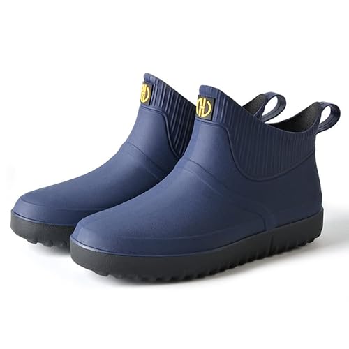 Lyuu Kurze Gummistiefel Regenstiefel Chelsea Boots wasserdichte Schuhe Ankle Stiefel Unisex Wasserdicht Leicht Outdoor Spaziergang Kurz Stiefeletten rutschfeste Gartenschuhe, K Navy Blau, 41 EU von Lyuu