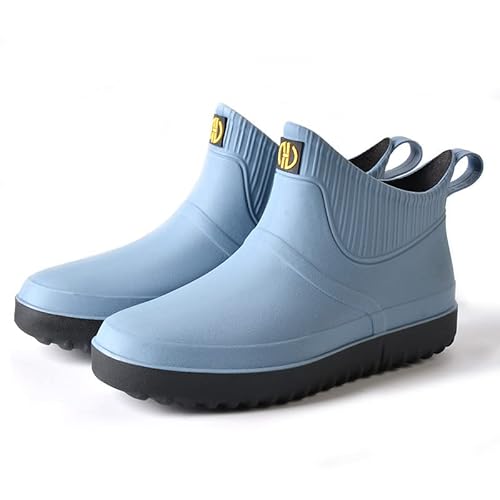 Lyuu Kurze Gummistiefel Regenstiefel Chelsea Boots wasserdichte Schuhe Ankle Stiefel Unisex Wasserdicht Leicht Outdoor Spaziergang Kurz Stiefeletten rutschfeste Gartenschuhe, L Hellblau, 39 EU von Lyuu