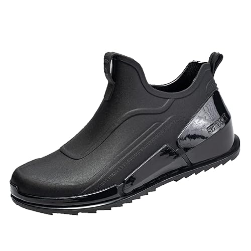 Lyuu Kurze Gummistiefel rutschfeste wasserdichte Schuhe Ankle Stiefel Gartenschuhe Unisex Regenstiefel Herren Damen Leicht (42,Schwarz) von Lyuu