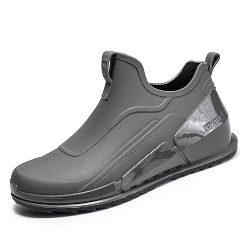 Lyuu Kurze Gummistiefel rutschfeste wasserdichte Schuhe Ankle Stiefel Gartenschuhe Unisex Regenstiefel Herren Damen Leicht (43,Grau) von Lyuu