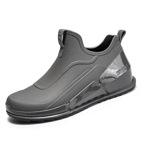 Lyuu Kurze Gummistiefel rutschfeste wasserdichte Schuhe Ankle Stiefel Gartenschuhe Unisex Regenstiefel Herren Damen Leicht (44,Grau) von Lyuu