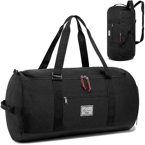 Lyweem Reise Duffle Bag für Herren 60L Sport Duffel Bag Große Größe Weekender Übernachtung Tasche für Frauen Multifunktionale Unisex Turnbeutel mit Schuhfach, Schwarz, 60L, Reisen, Camping, Wandern, von Lyweem