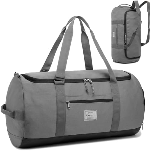 Lyweem Reisetasche für Herren, 60 l, Sporttasche, große Größe, Wochenendtasche, Übernachtungstasche für Damen, multifunktional, Unisex, Turnbeutel mit Schuhfach, Grau, 60L, Reisetasche, Sporttasche, von Lyweem