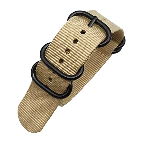 LyzqxHL Smartwatch-Armbänder, Universalarmband, 20/22/24 mm, Herren-Armband aus einfarbigem Nylon for Militäruhren mit schwarzer 5-Ring-Schnalle, gestreiftes Uhrenarmband, Ersatzzubehör(Beige,20mm) LyzqxHL Smartwatch-Armbänder, Universalarmband, 20/22/24 mm, Herren-Armband aus einfarbigem Nylon for Militäruhren mit schwarzer 5-Ring-Schnalle, gestreiftes Uhrenarmband, Ersatzzubehör(Beige,20mm) von LyzqxHL