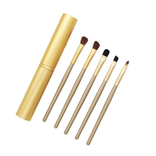 Make-up-Pinsel, Rougepinsel, Make-up-Pinsel-Set, Make-up-Pinsel, Mini-tragbare Augen-Make-up-Pinsel, 5 Stück, komplettes Set an Lidschatten-Make-up-Werkzeugen for Anfänger(Gold) von LyzqxHL