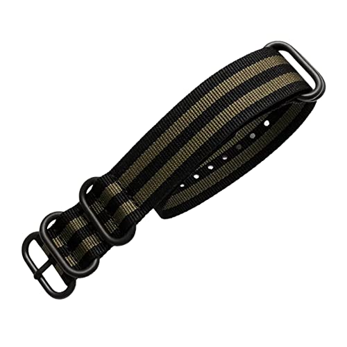 Smartwatch-Armbänder, Universalarmband, 16–26 mm, Herren-Armband aus verdicktem Canvas und Nylon for den Außenbereich, Edelstahl-Ringschnalle, klassisches Uhrenarmband-Zubehör(Black With Green Black C von LyzqxHL