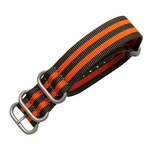 Smartwatch-Armbänder, Universalarmband, 16–26 mm, Herren-Armband aus verdicktem Canvas und Nylon for den Außenbereich, Edelstahl-Ringschnalle, klassisches Uhrenarmband-Zubehör(Green With Orange Silver von LyzqxHL