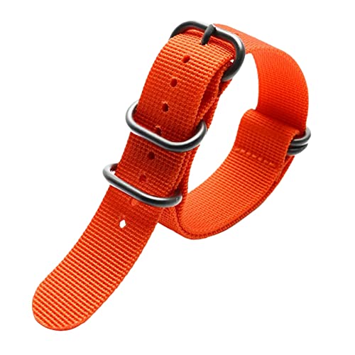 Smartwatch-Armbänder, Universalarmband, 16–26 mm, Herren-Armband aus verdicktem Canvas und Nylon for den Außenbereich, Edelstahl-Ringschnalle, klassisches Uhrenarmband-Zubehör(Orange Silvery Clasp,26m von LyzqxHL