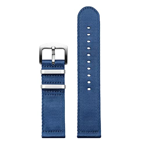 Smartwatch-Armbänder, Universalarmband, 20 mm 22 mm, bequemes, seidiges Nylon-Militäruhrarmband for Herren, verdickte, schweißabsorbierende Uhrenarmbänder mit Schnellverschluss(Blue Silvery Clasp,20mm von LyzqxHL