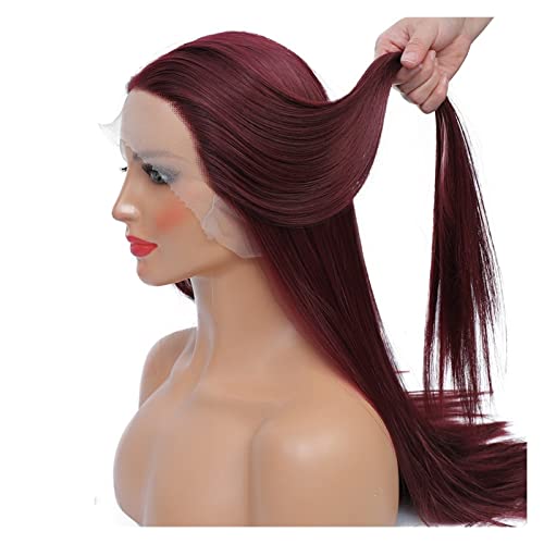 Damenperücken Haarersatz Perücken 360 Lace Front Wig Synthetic Glueless Full Lace Perücken Vorgezupft 18-28 Zoll gerade transparente Spitzenperücke Hochtemperaturfaserhaar for Frauen Perücke für Mode von Lzeal