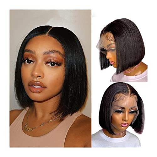 Damenperücken Haarersatz Perücken 8-16 Zoll kurze Bob Lace Front Perücken 4x4 Lace Closure Perücke transparente Knochen gerade 13 * 1 T-Teil Echthaarperücken for Frauen vorgezupftes Remy-Haar Perücke von Lzeal