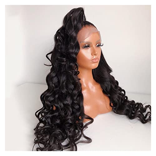 Damenperücken Haarersatz Perücken Dichte Mittelteil Lace Front Perücke for Frauen Preplucked Resistant Synthetic Glueless Deep Wave Perücke für Mode (Wig Length : 22inches) von Lzeal