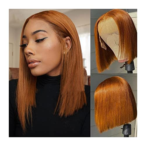 Damenperücken Haarersatz Perücken Ginger Lace Front Wig 8-16 Zoll Straight Short Bob Echthaar Lace Perücken for Frauen HD Transparent Lace Perücken Brasilianisches Haar Bob Perücken Perücke für Mode von Lzeal