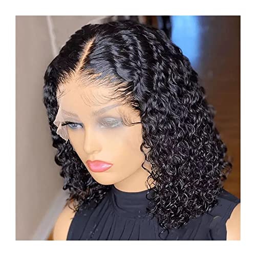 Damenperücken Haarersatz Perücken Kurze lockige Bob-Perücke 8/10/12/14 Zoll Lace Front Echthaarperücken mit Babyhaar Brasilianisches Remy-Haar, vorgezupfte Perücken for schwarze Frauen, tiefe Wellenpe von Lzeal
