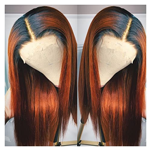 Damenperücken Haarersatz Perücken Perücke orange rot for Schwarze Frauen leimlose Lange Körperwelle hitzebeständige tägliche Perücke Perücke für Mode (Stretched Length : 22inches) von Lzeal