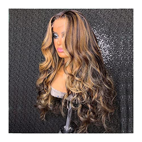 Lzeal Damenperücken Haarersatz Perücken Highlight Lace Front Echthaar Perücken Ombre Honigblond Braun Kurzer Bob Frontal 8-30 Zoll Körperwelle for Frauen Lace Front Perücke Perücke für Mode von Lzeal