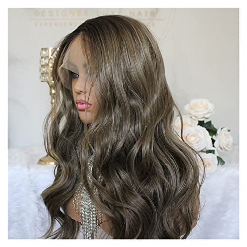 Lzeal Damenperücken Haarersatz Perücken Lace-Front-Perücke, gewelltes Haar, vorgezupft, braun, gewellt, 13 x 4 Spitzenperücken for Frauen Perücke für Mode von Lzeal