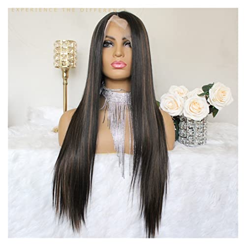 Lzeal Damenperücken Haarersatz Perücken Perücke, Farbiger Mittelteil, synthetische Perücken, vorgezupft, Ombre-Spitze, Frontalperücke for Frauen Perücke für Mode von Lzeal