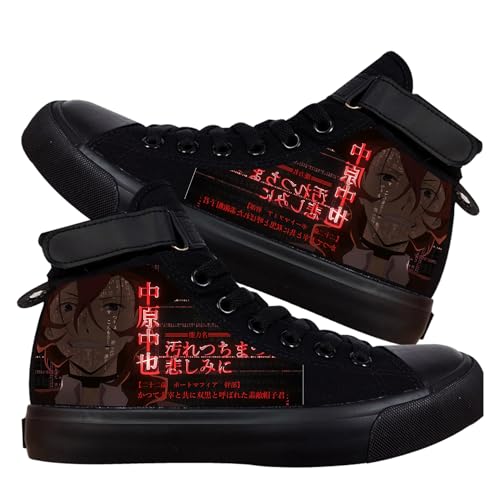 Anime Bungo Stray Dogs Canvas Schuhe Unisex Klassisch High Top Sneakers Anime Print Lässige atmungsaktive Canvas Schuhe von Lzrong