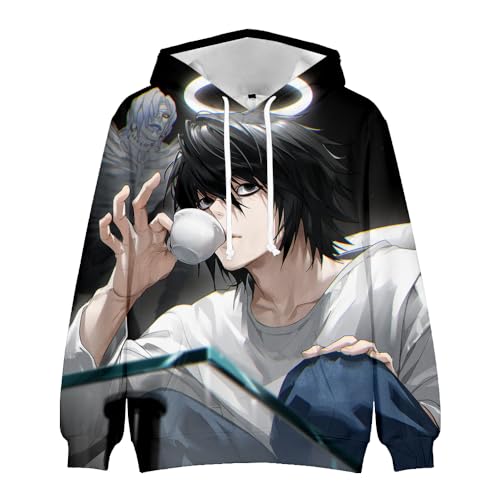 Lzrong Anime Death Note Hoodie L/Misa/Yagami Light Pullover Death Note Modische Drucke Unisex Casual Pullover Sweatshirt Herren Kapuzenpullover von Lzrong