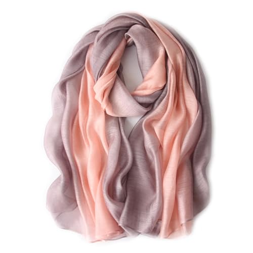 Lzylvta Baumwoll-Seiden-Schal, Farbverlauf, elegant, weich, für Damen, Farbverlauf: Pink, Standard von Lzylvta