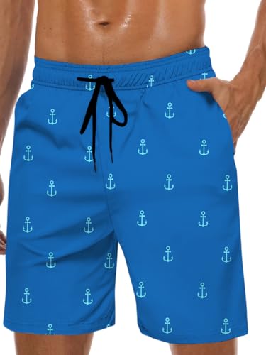 Lzzidou Herren-Badehose, Netzfutter, schnell trocknende Boardshorts, Anker, M von Lzzidou