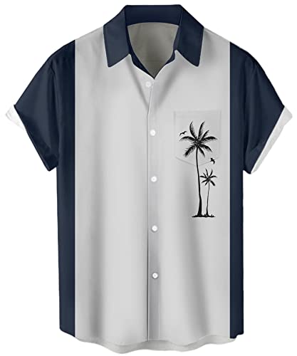 Lzzidou Herren Hawaiihemd Kurzarm Button Down Beach Shirts, Kokosbaum, XX-Large von Lzzidou