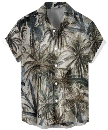 Lzzidou Herren Hawaiihemd Kurzarm Button Down Strandhemden, Virgin Forest, 3X-Groß von Lzzidou