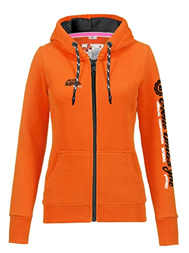 M.Conte Damen Sweatshirt Kapuzenpullover Jacke mit Kapuze Hoodie Pullover Sweatjacke Kapuzenjacke Sweater Sweat-Shirt-Jacke (L Neon Orange) von M.Conte