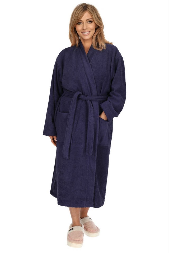 M-Diamant Bademantel Damen / Damenbademantel / Bademantel / Morgenmantel / 100% Baumwolle, Langform, Melange-Optik- mit Gürtel, Gürtel, Langform mit Gürtel von M-Diamant