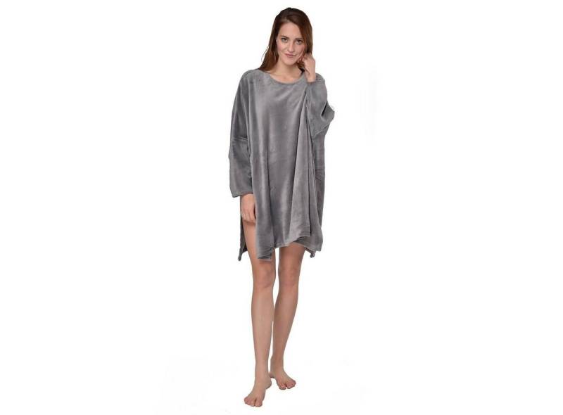 M-Diamant Damenbademantel Damen Bademantel Morgenmantel Fleece Poncho Micro-Velours atmungsaktiv, ohne Verschluss, Kuschelig weicher Fleece-Poncho von M-Diamant