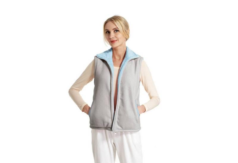 M-Diamant Fleeceweste Damen Wende-Flauschweste aus Micro-Velours mit Reißverschluss Taschen Wende-Funktion (Zweifarbig zum Wenden) von M-Diamant