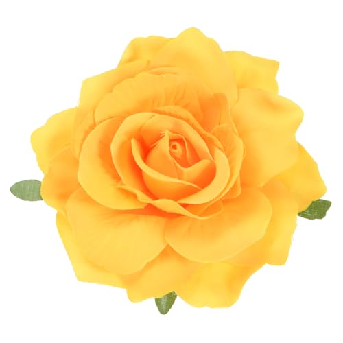 M METERXITY Rosenhaarklipp, 4,33 Zoll Blumenhaarnadel Stoff-Blumenbrosche für Braut-Hochzeit/Party/Frauen-Haarschmuck, Blumenhaarnadeln [11 cm, Gelb] von M METERXITY