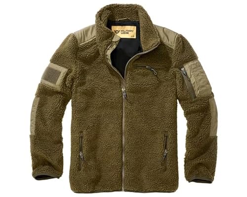 Military Wear Tactical Teddyfleece Oliv 3XL | Herren Outdoor Fleecejacke mit 5 Taschen | Taktische Fleece mit Klettverschluss | Survival Bushcraft Ausrüstung | 100% Polyester von M MILITARY WEAR
