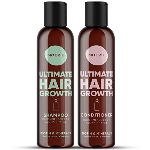 MOERIE Shampoo Set 2-teilig - Haarwachstum & Conditioner gegen Haarausfall - Natürliches beschleunigen - Veganes Haarwuchsmittel Frauen & Männer - Mineralien, Biotin & Coffein von M MOÉRIE