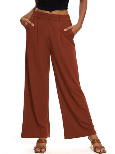 M MOTEEPI Hosen Damen Weite Hose Karamell Palazzo Hose Stoffhose Elegant Freizeithose Weites Bein Damen mit elastischem Bund Business M M MOTEEPI Hosen Damen Weite Hose Karamell Palazzo Hose Stoffhose Elegant Freizeithose Weites Bein Damen mit elastischem Bund Business M von M MOTEEPI