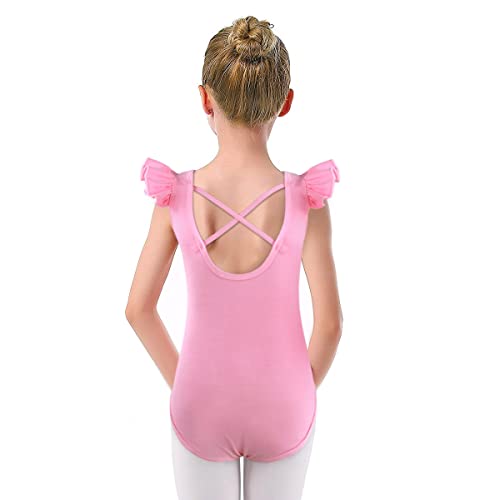 M MUNCASO Mädchen Ballett Kleid Kinder Tanz Trikot Kleid Kinder V-Ausschnitt Ballett Outfit Gymnastik Kostüm Kinder Kurze Ärmel Tanz Kostüme für Mädchen von M MUNCASO