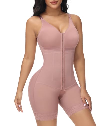 M MYODRESS Fajas Colombianas Moldeadoras Ganzkörperformwäsche für Frauen Bauchkontrolle Bodysuit nach Operationen Kompression, Braun, Small von M MYODRESS