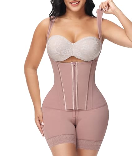 M MYODRESS Fajas Colombianas Moldeadoras Shapewear Bauchkontrolle Body Shaper Girdles nach Operationen Kompressionskleidung, Rosybrown, Small von M MYODRESS