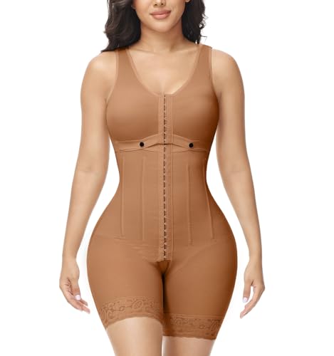 M MYODRESS Fajas Colombianas Moldeadoras Shapewear Bauchkontrolle nach Operationen, Kompressionskleidung, postpartale Ganzkörperformung, Kaffee, Medium von M MYODRESS