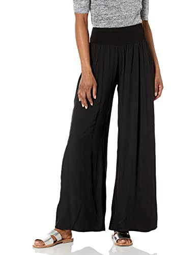 M Made in Italy Damen Maxi Palazzo mit elastischem Bund, weites Bein Hose, schwarz, Klein von M Made in Italy