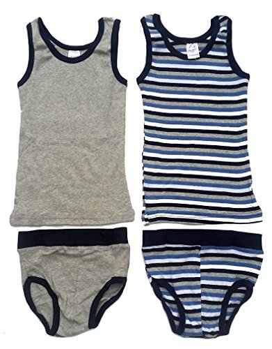 M-Mala 2er Pck. Jungen Garnitur, Unterhemd + Slip JS1106e, Grau/Blau, 110/116 von M-Mala